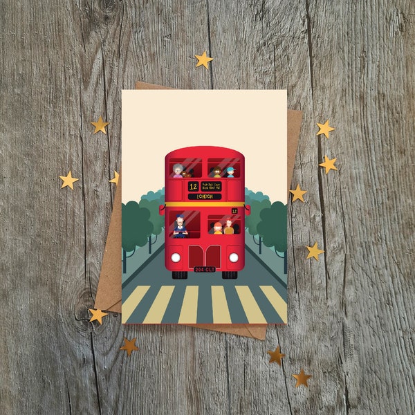 Carte de vœux du bus rouge Routemaster de Londres | Paysage urbain de Londres | Rue Oxford | Rue Bond | Souvenirs | Art de Londres | extremite ouest | Cartes de Londres