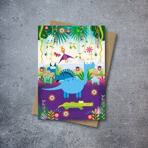 Dinosaurussen in de jungle kinderverjaardagskaart | Fijne verjaardag | Verjaardag jongens | Verjaardag meisjes | Kinderverjaardag | Peuterverjaardag | feest