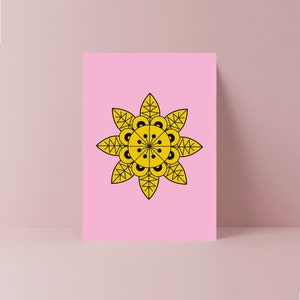 Biglietto di auguri con motivo floreale giallo africano / Biglietto di lusso / Biglietto per qualsiasi occasione / Design geometrico audace / Stampa africana / Grafica africana