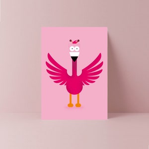 Pinker Flamingo Karte | Leere Karte | Bienen Illustration | Karte Tier | Lehrer-Karte | Kinderkarte | Freund-Karte | Freundin Karte | Mama Karte