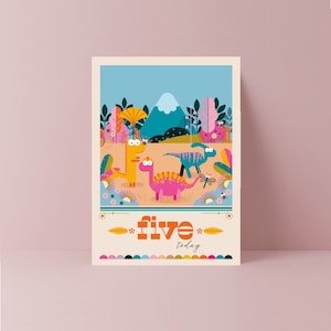5ème anniversaire de dinosaures | Joyeux anniversaire | Cinquième anniversaire | Anniversaire d'enfants | Anniversaire d'un tout-petit | Anniversaire d'enfant | J'ai cinq ans | 5 aujourd'hui