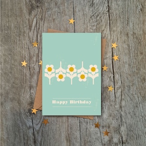 Retro 60's style Daisy Birthday Card | Luxury Card | Geometric Style | Vintage Design | Card for her | Graphic Style | Mum  | Nan | Wife