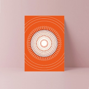 Biglietto di auguri geometrico con papavero arancione africano / Stampa africana / Grafica africana / Audace / Tessuto africano / Biglietti vuoti / Biglietti per qualsiasi occasione