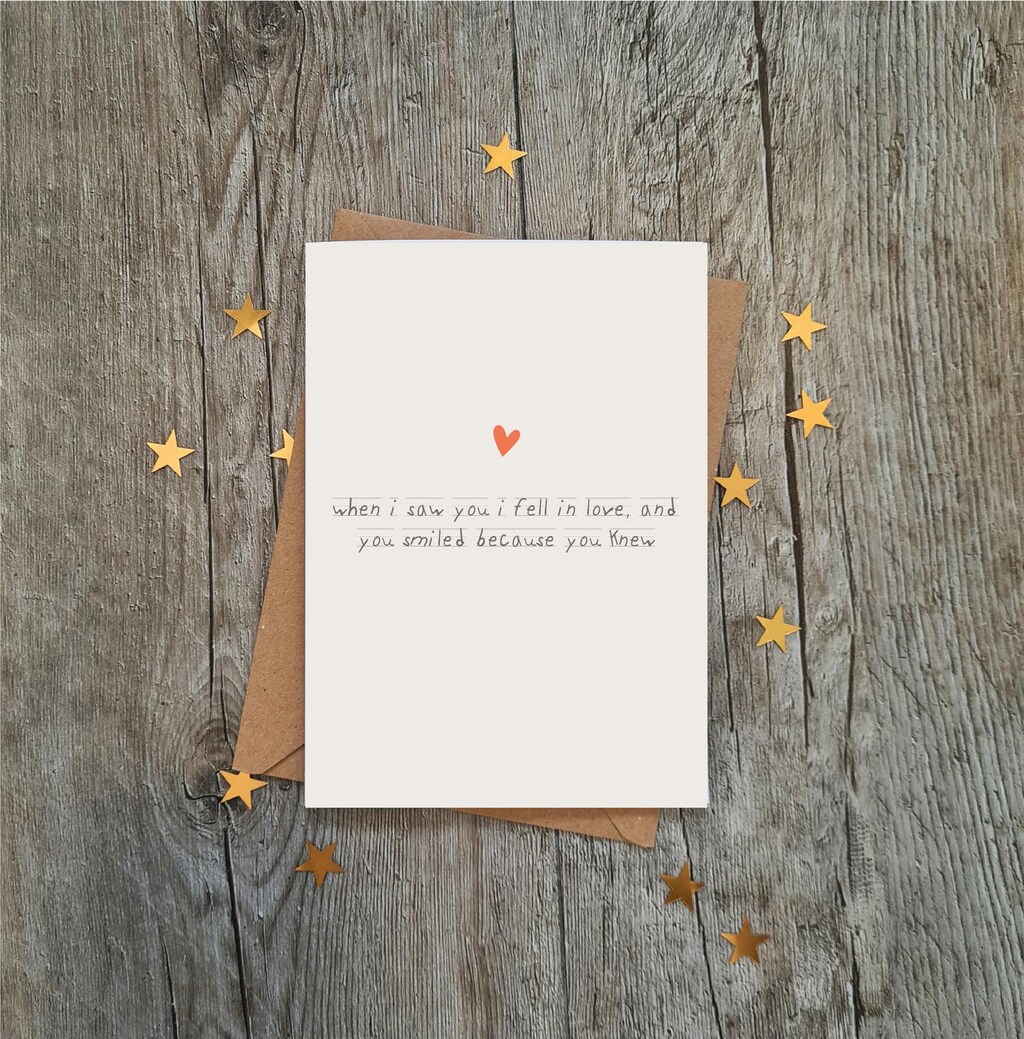 Biglietto D’auguri Romantico San Valentino – Con Poesia – 20,5x13,5 Cm Con Busta – Bianco Interno Per Messaggio