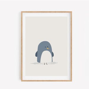 Impresión ilustrada de pingüinos en tamaño A3 y A4 (sin marco) / Impresión para guardería / Póster de pingüinos / Arte infantil / Ilustración / Animal de la jungla