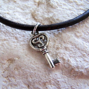 Large Key Charm Ankle Bracelet on a Leather Cord by Ankletgypsy