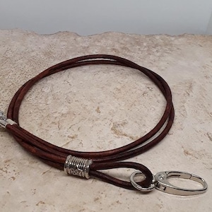 Leather Lanyard, 3mm Badge Lanyard Key Chain, 31 inches