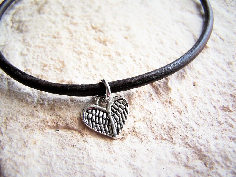 Leather Anklet Chain Ankle Bracelet Silver Anklet with Feather Heart