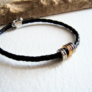 Three Ring Vegan Leather Anklet, Petite to Plus size Ankle Bracelet