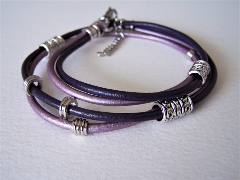 Ankle Bracelet Two Color Leather Double Wrap Anklet Petite to Plus Size,