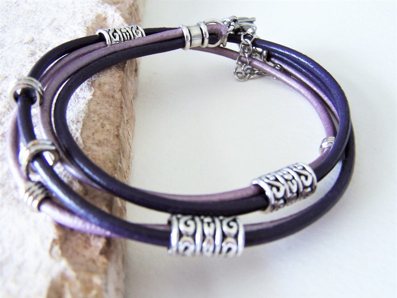 Ankle Bracelet Two Color Leather Double Wrap Anklet Petite to Plus Size,