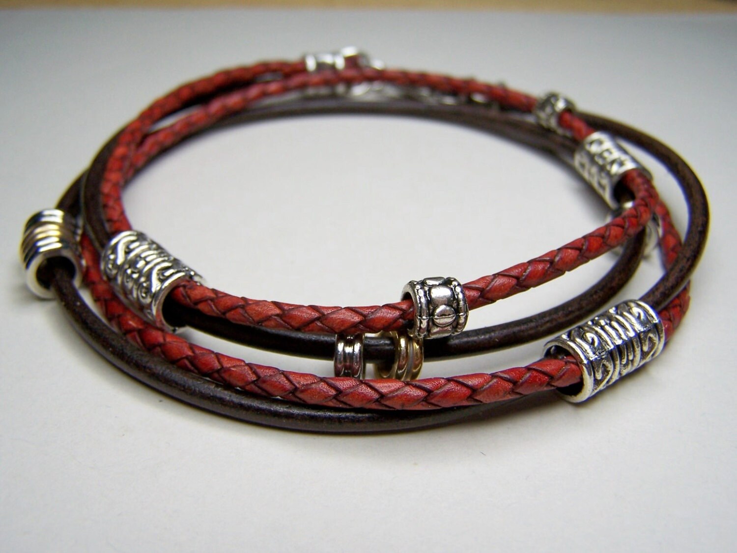 Leather Ankle Bracelet Brown Antique Red Leather Anklet 6 | Etsy