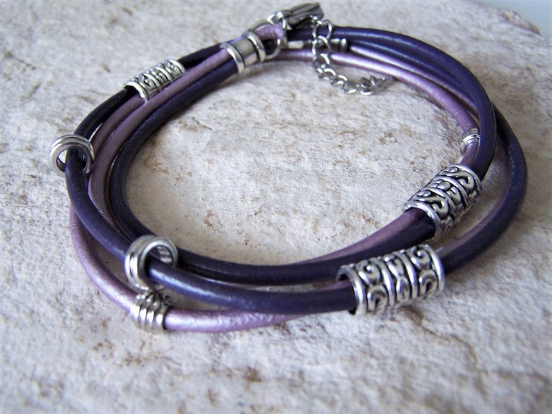 Ankle Bracelet Two Color Leather Double Wrap Anklet Petite to Plus Size,