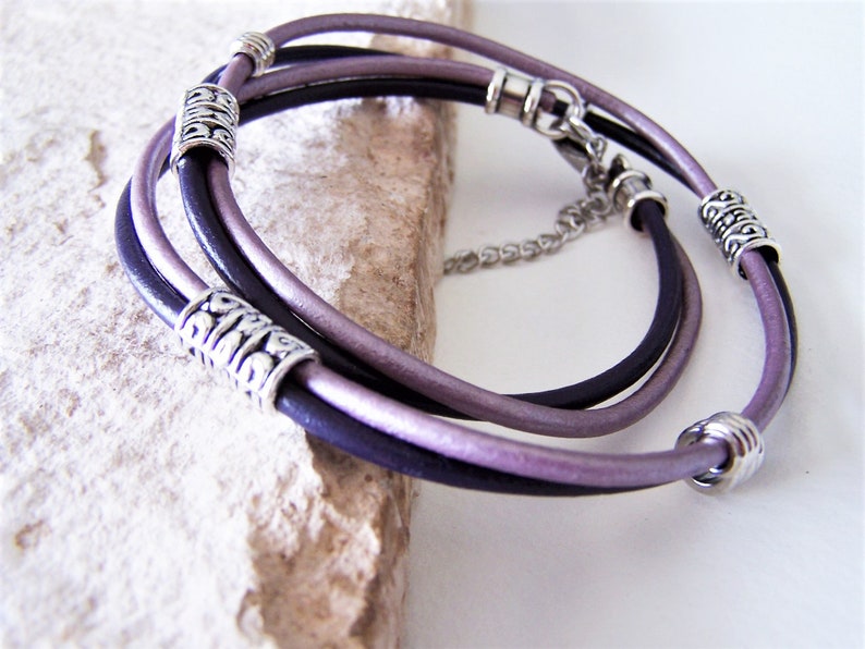 Ankle Bracelet Two Color Leather Double Wrap Anklet Petite to Plus Size,