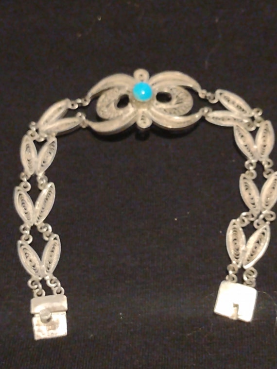 Handmade Vintage Filigree 8" Silver Bracelet.. Tes