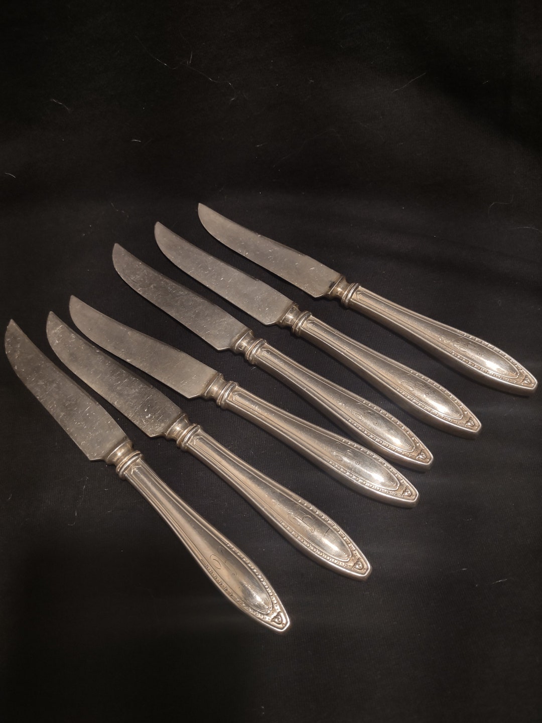 Six Rare Fruit Knives ster II 1915 Oneida Silverplate Script A Monogram Etsy