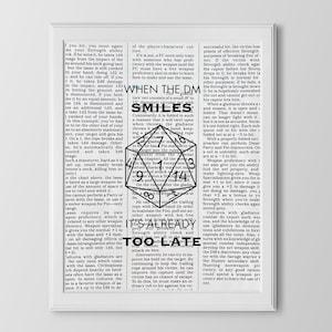 Dungeons and Dragons Wall Print - When The DM Smiles It&#39;s Already Too Late