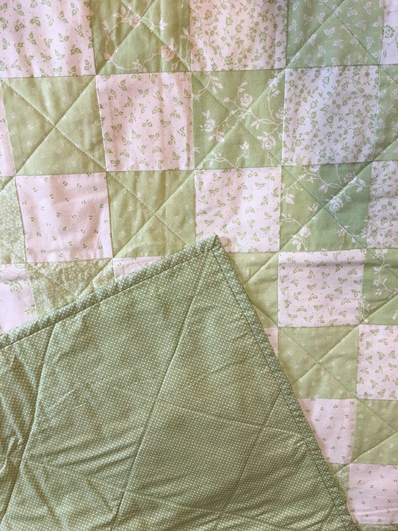 Green Quilted Throw Sofa Quilt Lap Quilt Handmade Quilt Etsy