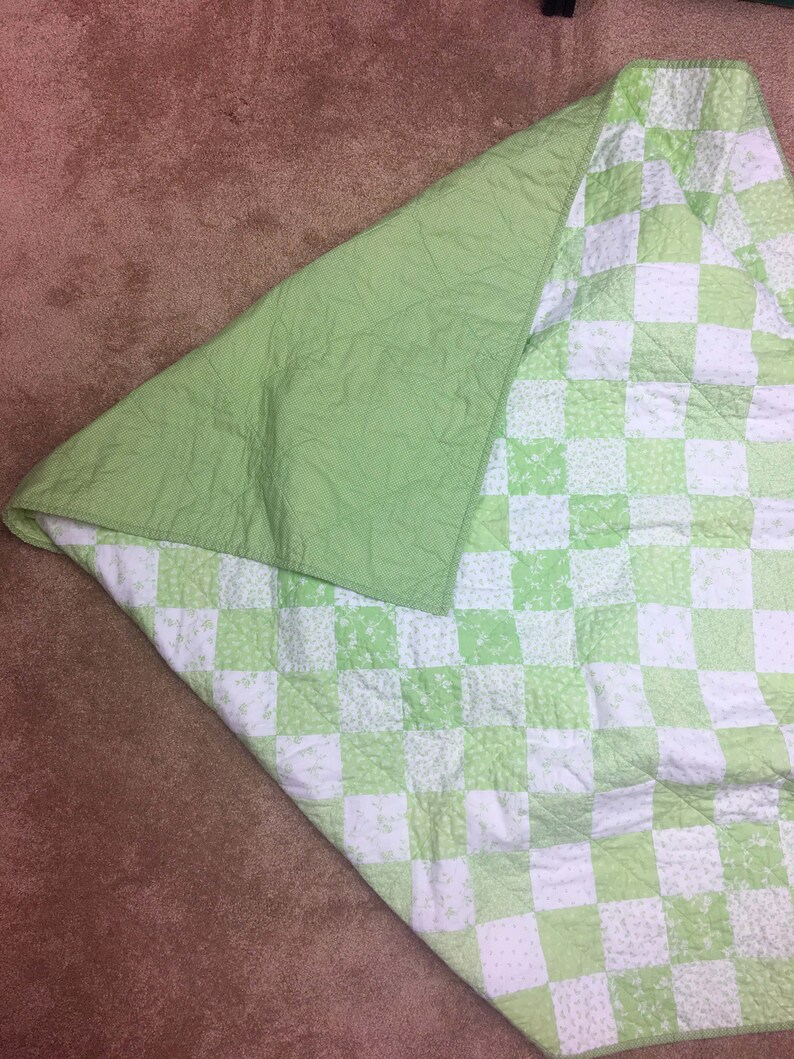 Green Quilted Throw Sofa Quilt Lap Quilt Handmade Quilt Etsy