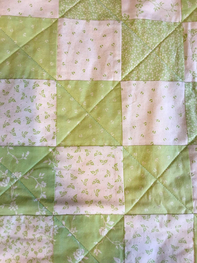 Green Quilted Throw Sofa Quilt Lap Quilt Handmade Quilt Etsy
