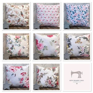Cath Kidston Handmade Floral Cushion Covers Antique Rose, Brampton Bunch, Garden Rose, Vintage Rose 16” Cushion Covers