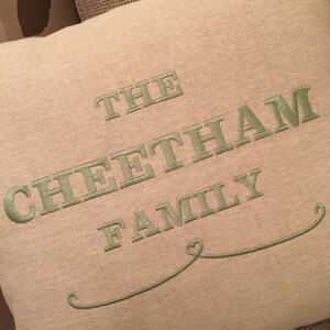 Natural Fabric Embroidered 16" Family Cushion Cover Wedding Gift Birthday