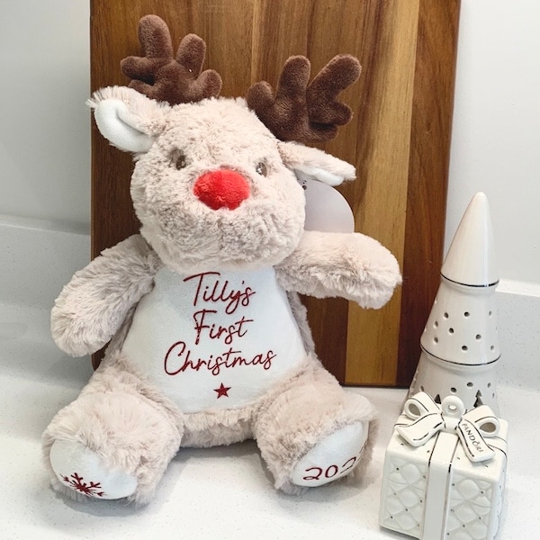 Personalised Reindeer Plush Soft Toy Gift My First Christmas Kids Gift Christmas Eve Box Chtustmas Gift