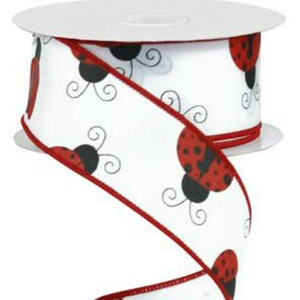 1.5in White Satin Ladybug Ribbon (10 Yards) - Etsy