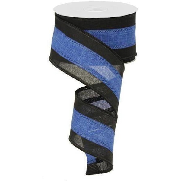 2.5in Police Support Ribbon: Black & Blue (10 Yards)