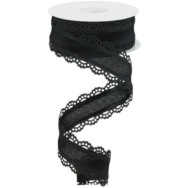 1.5in Scalloped Edge Ribbon: Black (10 Yard)