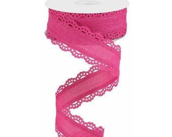 1.5in Scalloped Edge Ribbon: Fuchsia (10 Yard)