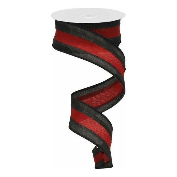 1.5in Satin Team Stripe Ribbon: Black & Garnet (10 Yards)