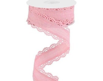 1.5in Scalloped Edge Ribbon: Rose Pink (10 Yard)