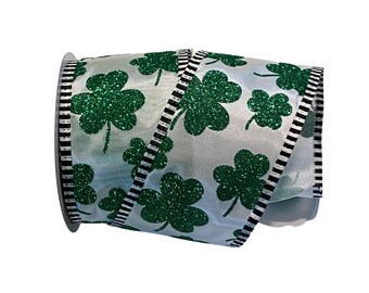 38\u201d Mini Shamrocks on Black Grosgrain Ribbon
