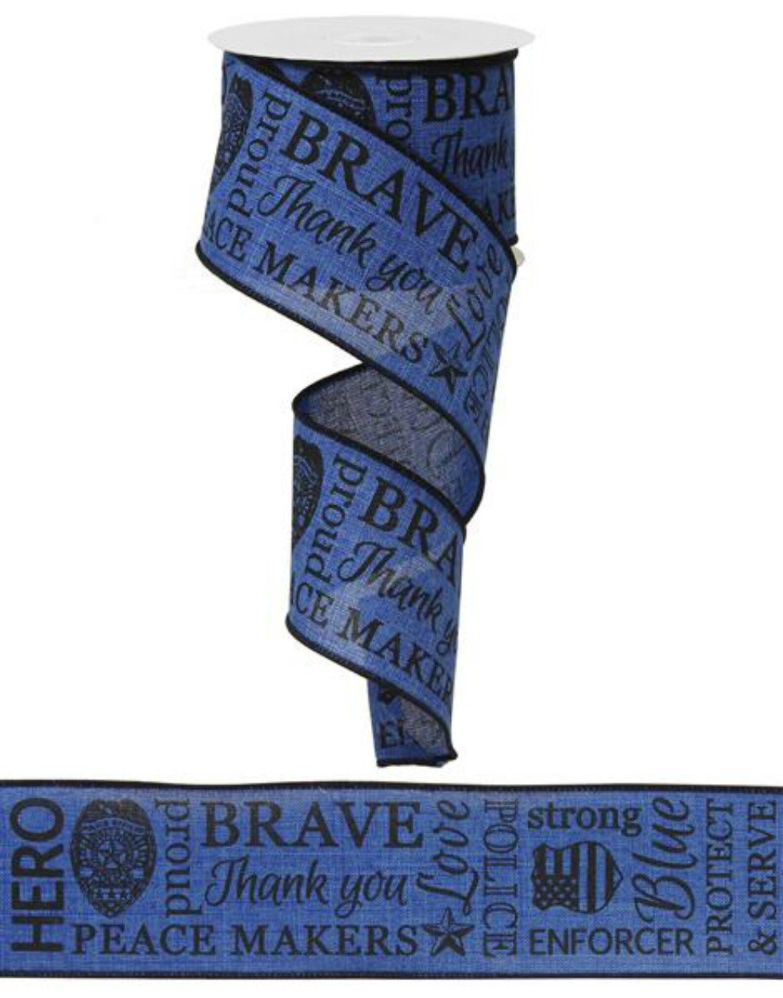 2.5 Police Support Ribbon: Black &amp; Royal Blue 10 Yards - Etsy
