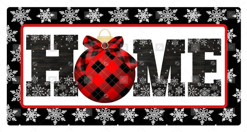 Wreath Enhancement Home Buffalo Plaid Christmas Sign