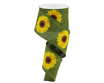 2.5in Moss Green Sunflower Ribbon