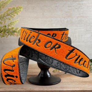 1.5in Felt Trick or Treat Ribbon: Orange (5 Yards)