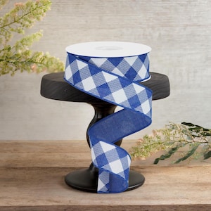 1.5in Diagonal Check On Royal Ribbon: Royal Blue (10 Yards)