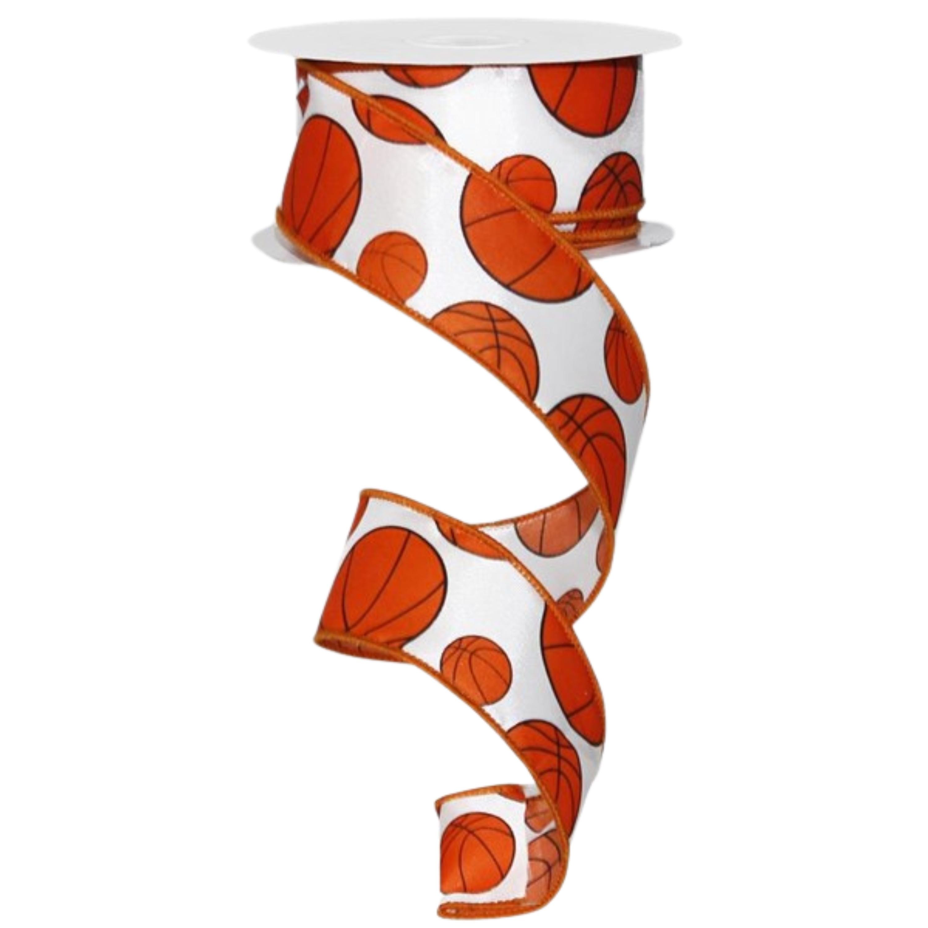 Basketball With Ribbon 1.5in Basketball Ribbon: Orange & Black (10 Yards) - Etsy