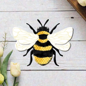 12in Metal Embossed Bee Hanger: Yellow