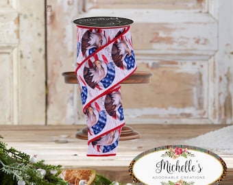 2.5in Patriotic Bald Eagle Ribbon (10 Yards)