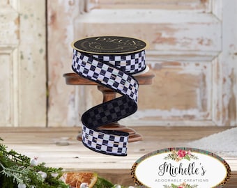 Mini Antique Checkerboard Ribbon – 7/8