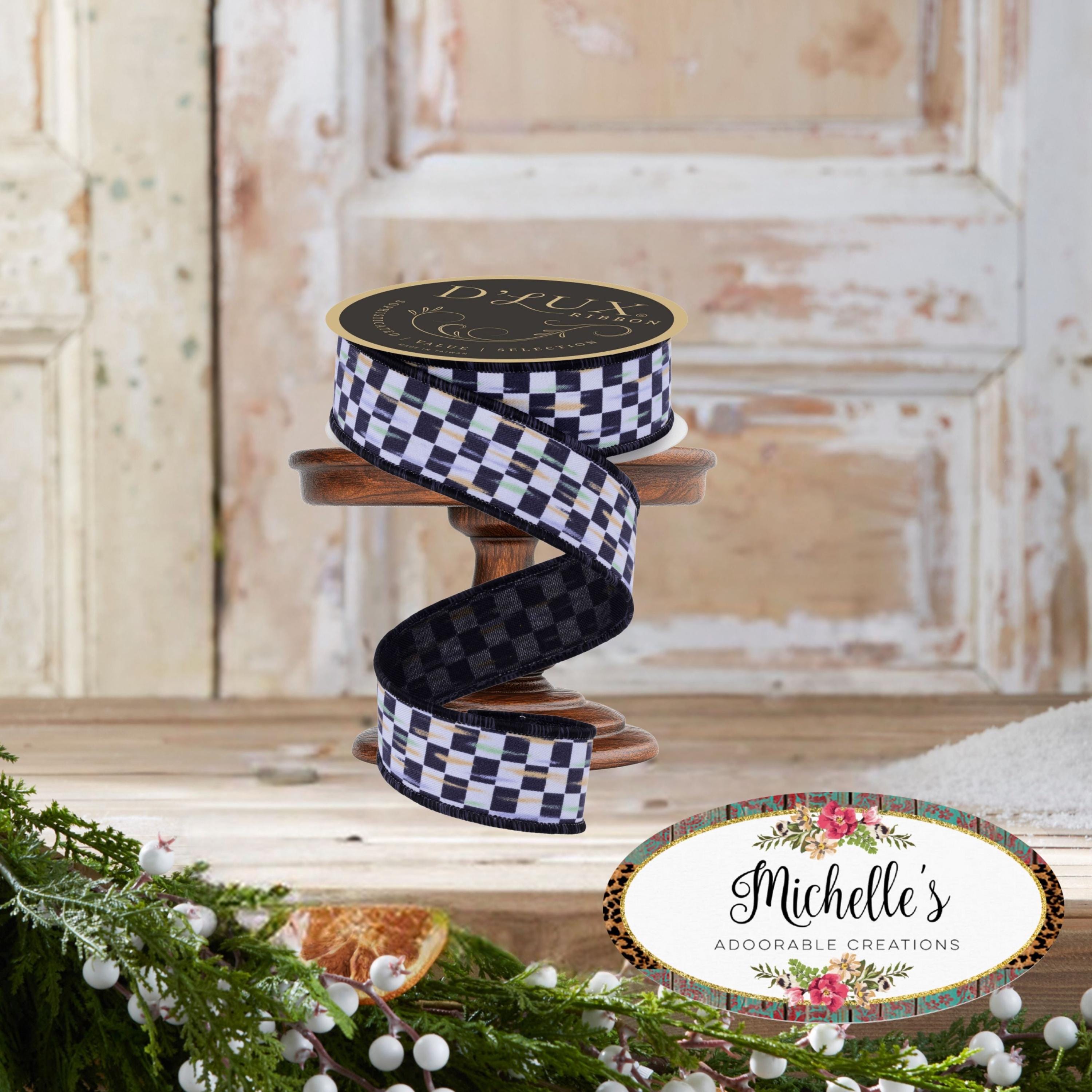 1.5in Mini Antique Checked Ribbon: Black (10 Yards) - Etsy