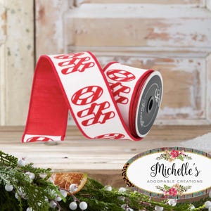 2.5inch North Pole Ribbon: Red/White (10 Yards)
