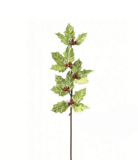 6 Red or White Faux Berry Stems 5-3/4 Holly Sprig Pick Holiday