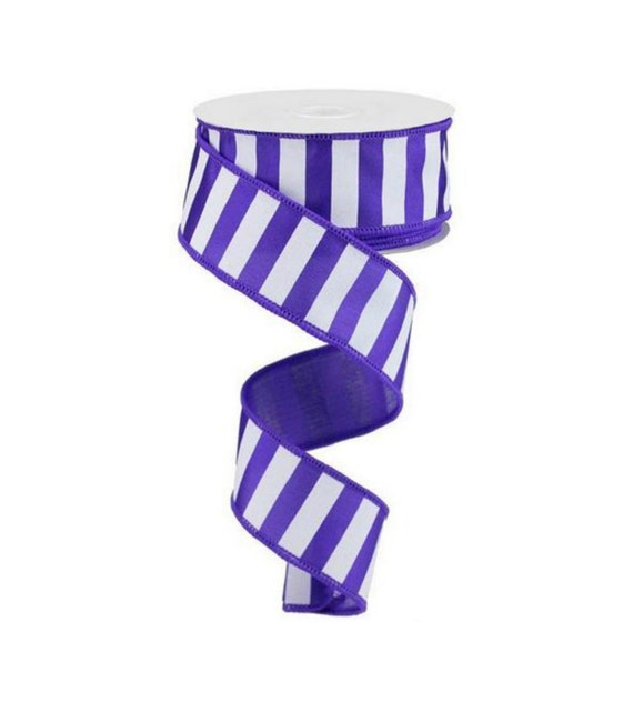 1.5 Medium Horizontal Stripe Ribbon: Purple & White 10 | Etsy