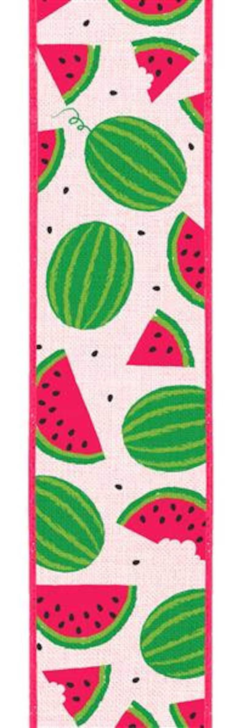 10 Yards 1.5 Watermelon Slices Canvas Ribbon Pale Pink