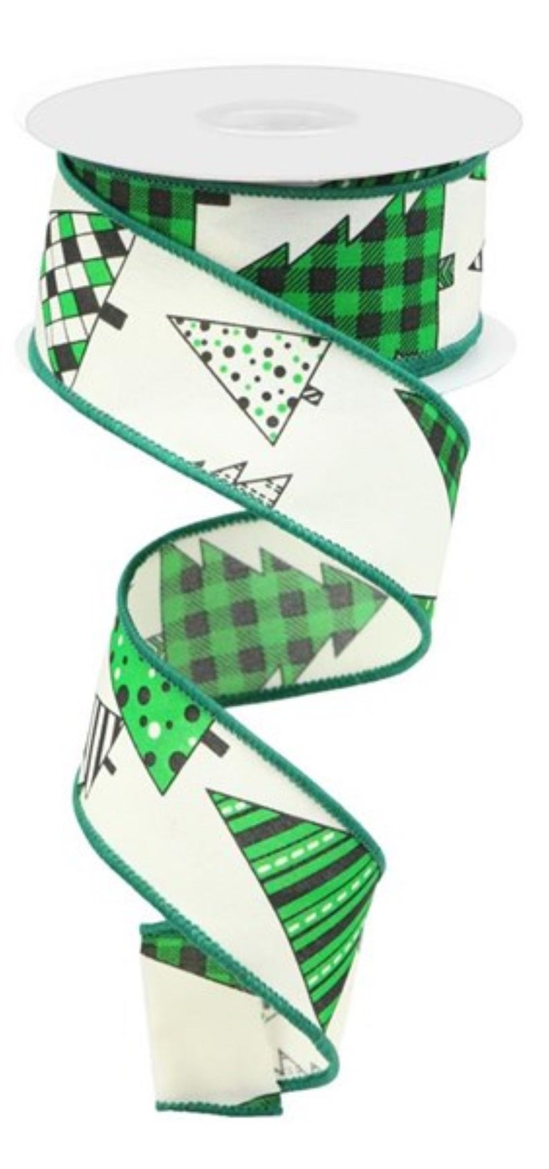 2-12-Inch 10-Yard Happy Snowman Gingham Wired Ribbon