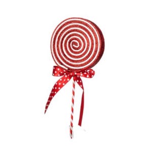 22in Glitter Lollipop Bow Pick: Red & White